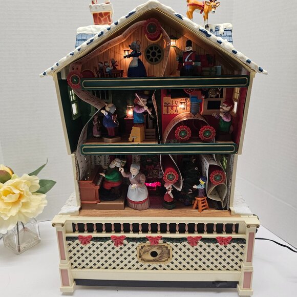 Mr Christmas Santas Musical Workshop elfs Working Dollhouse House